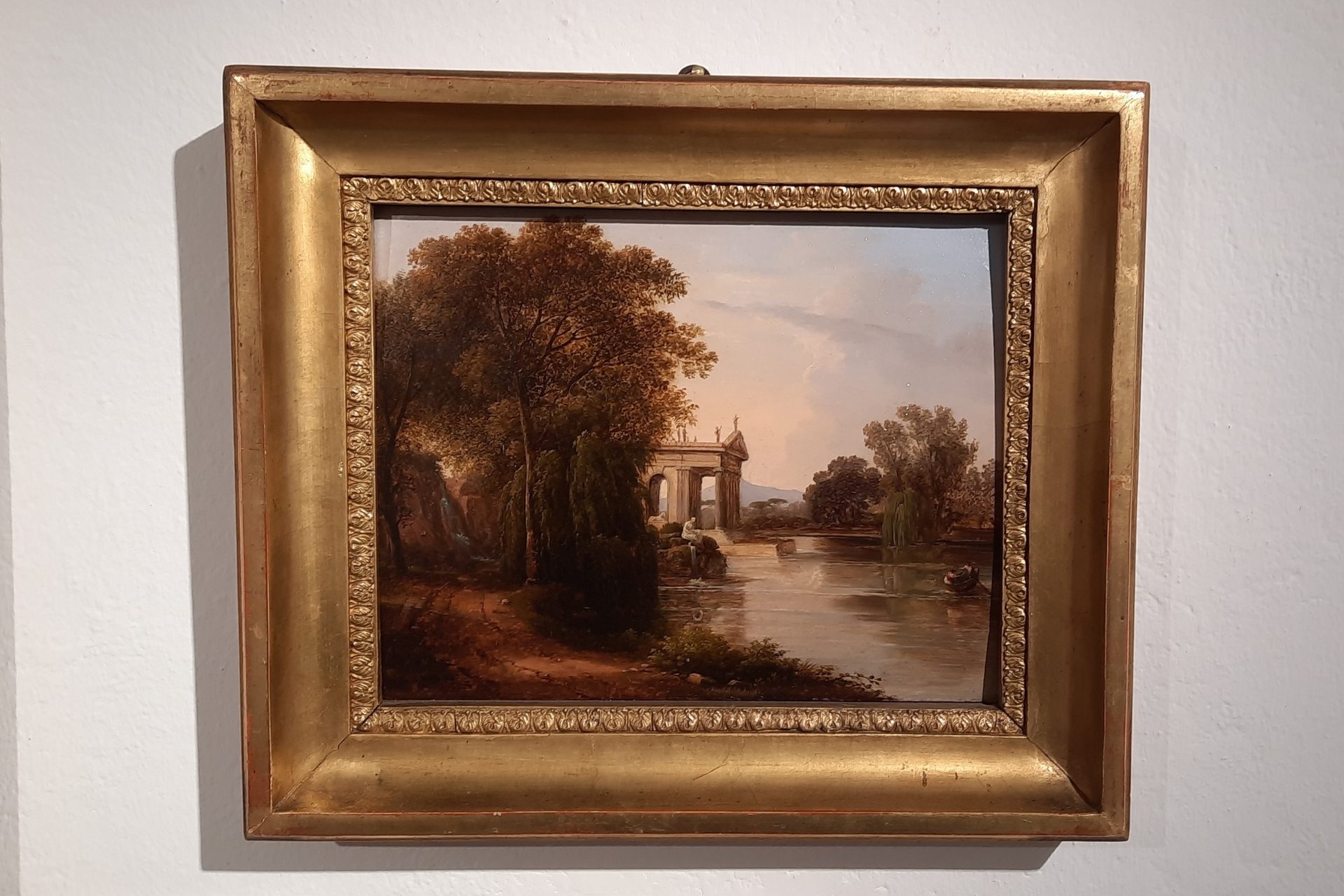 View of Temple of Asclepius on the Lake of Villa Borghese, Rome (1823) by Giovan Battista Bassi, Bologna - 01.jpg